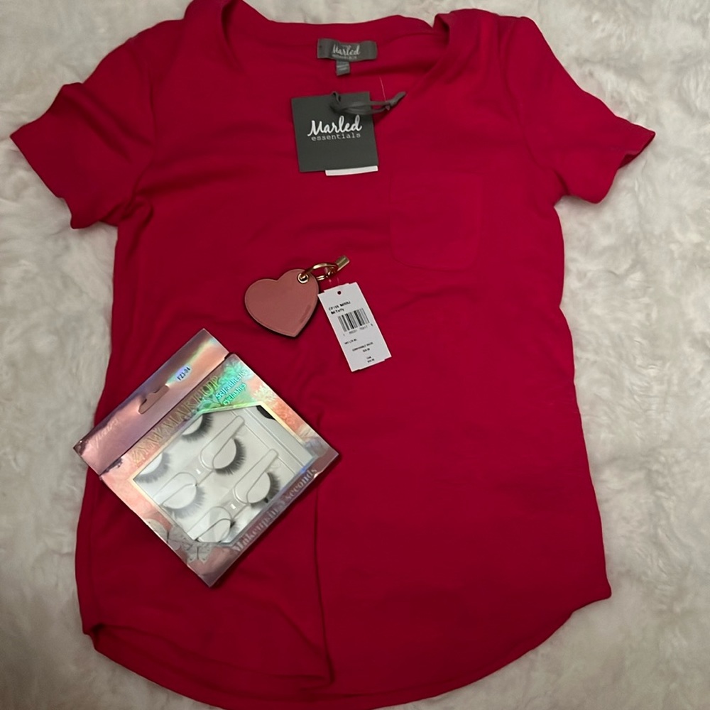 Coach Heart Keychain in pink taffy “3pc Set”
